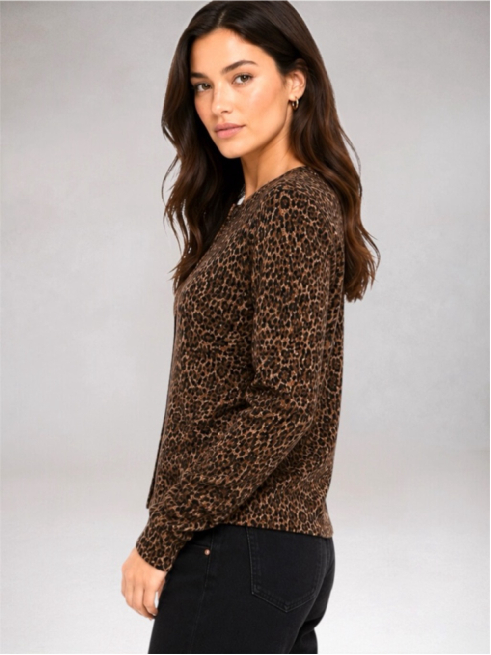 GAP Women’s Leopard Print Button-Front Cardigan Sweater – Size Small T - Picture 2 of 12